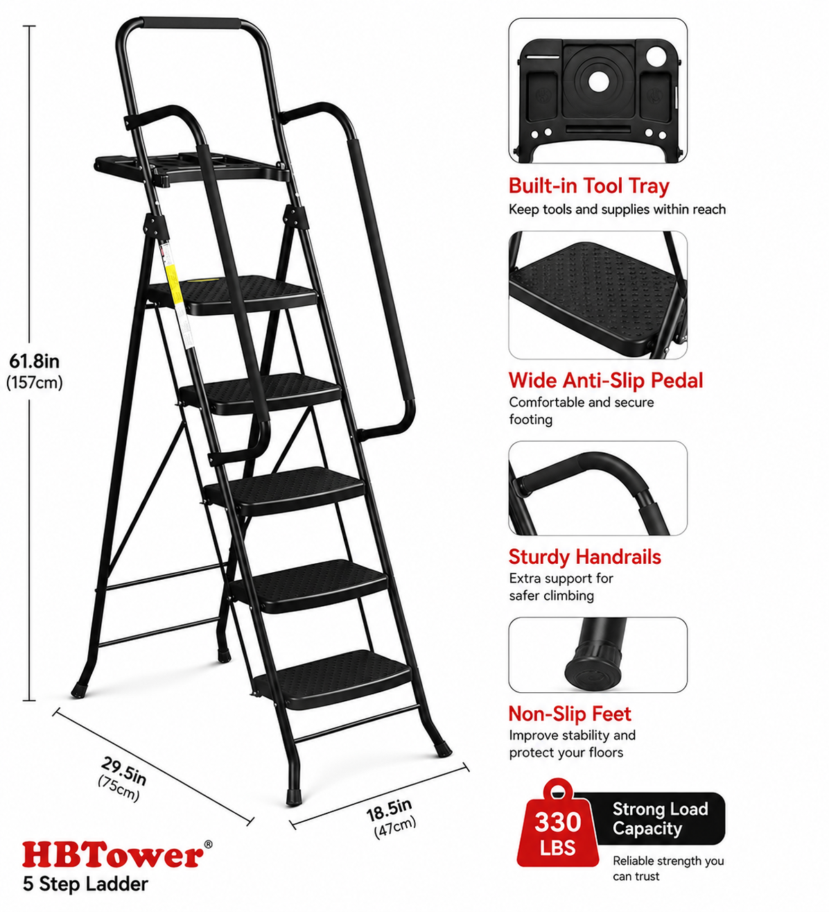HBTower 5 Step Ladder Review