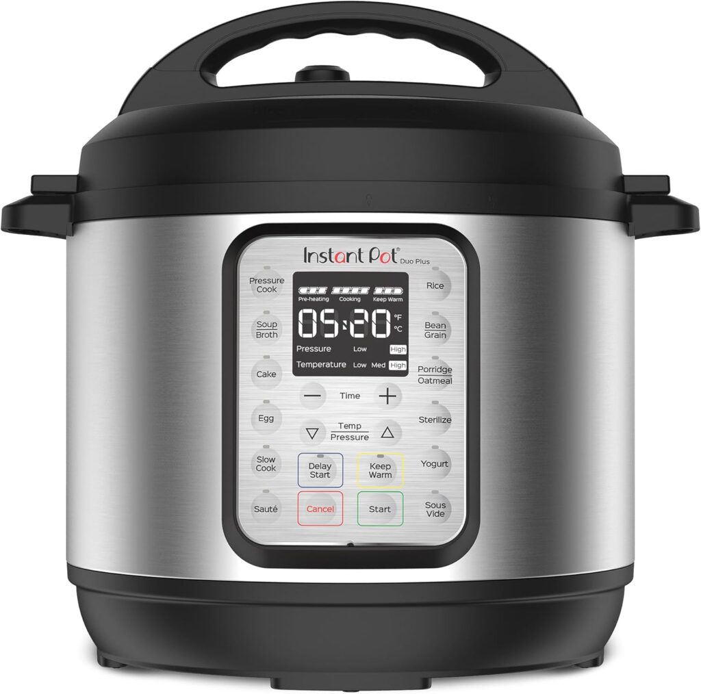 Instant Pot Duo Plus 9-in-1 Instant Pressure Cooker 6QT stainless steel multicooker for fast and versatile home cooking.