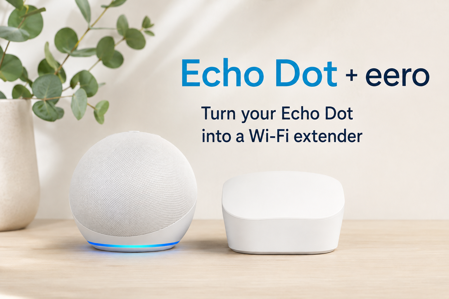 Amazon Echo Dot smart speaker in Glacier White with Alexa+, designed for bedrooms, dining rooms, and offices.